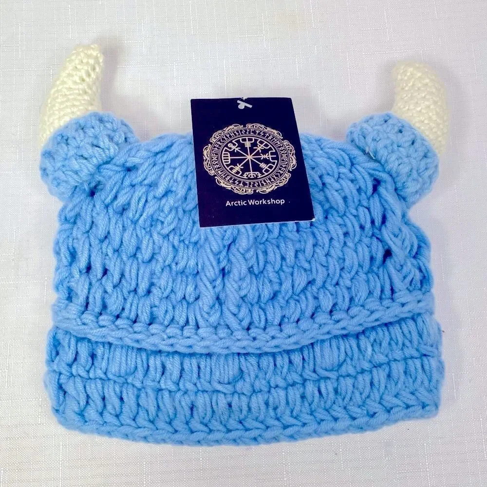 Blue Viking Knit Hat for Babies